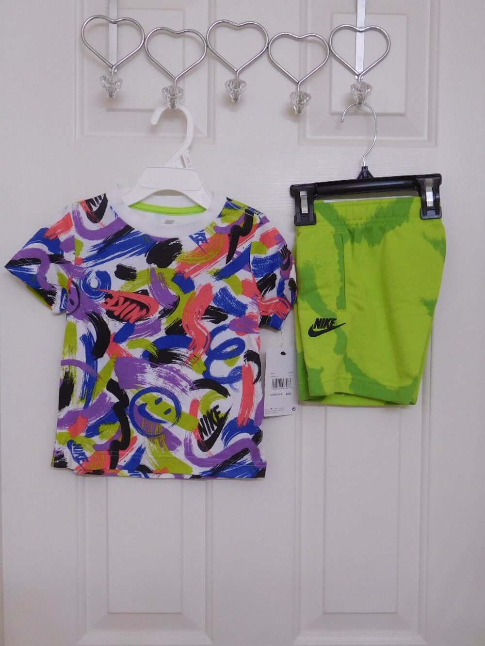 NWT 2pc Nike Colorful Logo Shirt & Green Shorts sz 2t